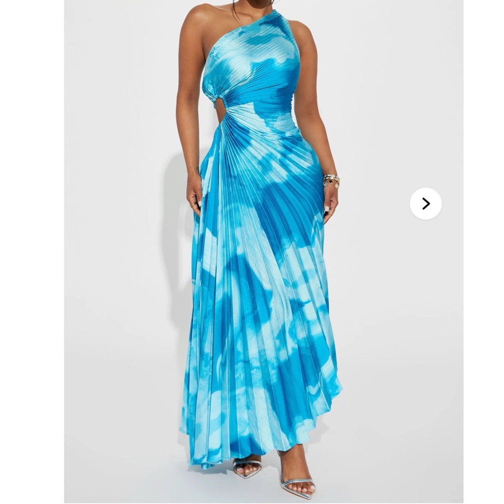 Fashion Nova Blue Asymmetrical One-Shoulder Dress